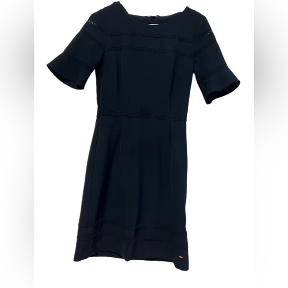 Tommy Hillfiger A-Line Midi Length  Short Sleeve Lace Detail Navy Blue Dress 2 - Picture 13 of 13